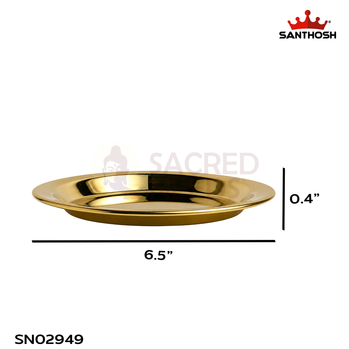 Sacred Needs Brass Tope Cover Lid – 6.5 Inch (16.5 cm) Diameter | Traditional Brass Vessel Lid for Pooja Items, Kitchen & Home Use