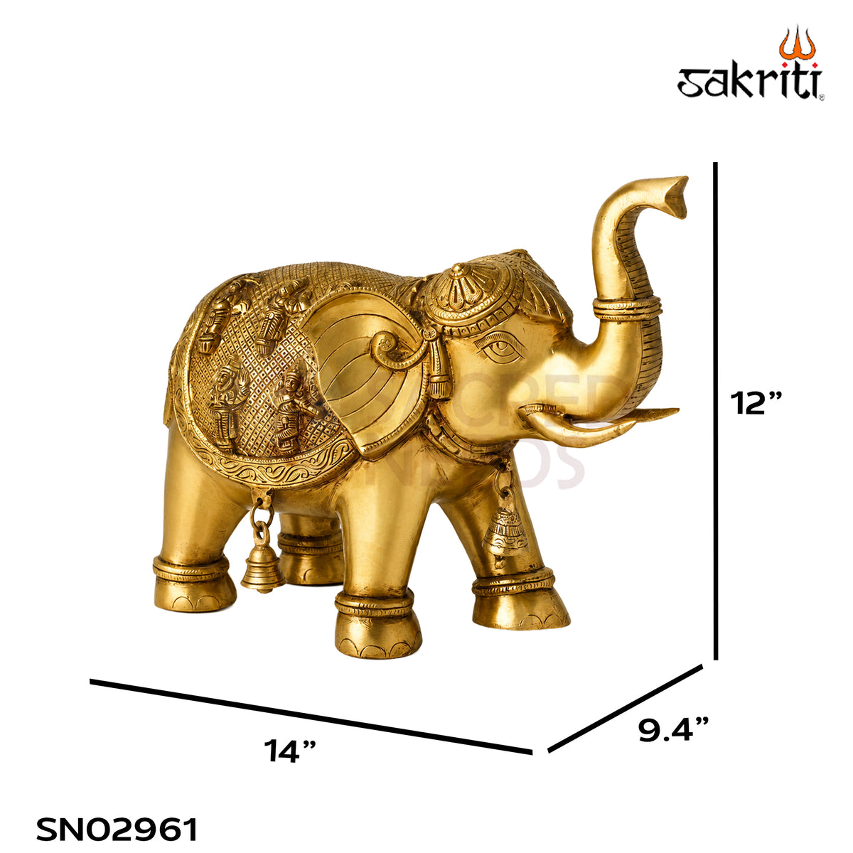 Brass Elephant with Dasavatharam – 12 Inch (30.5 cm) Height | Traditional Brass Elephant Statue for Pooja Room, Temple & Home Décor