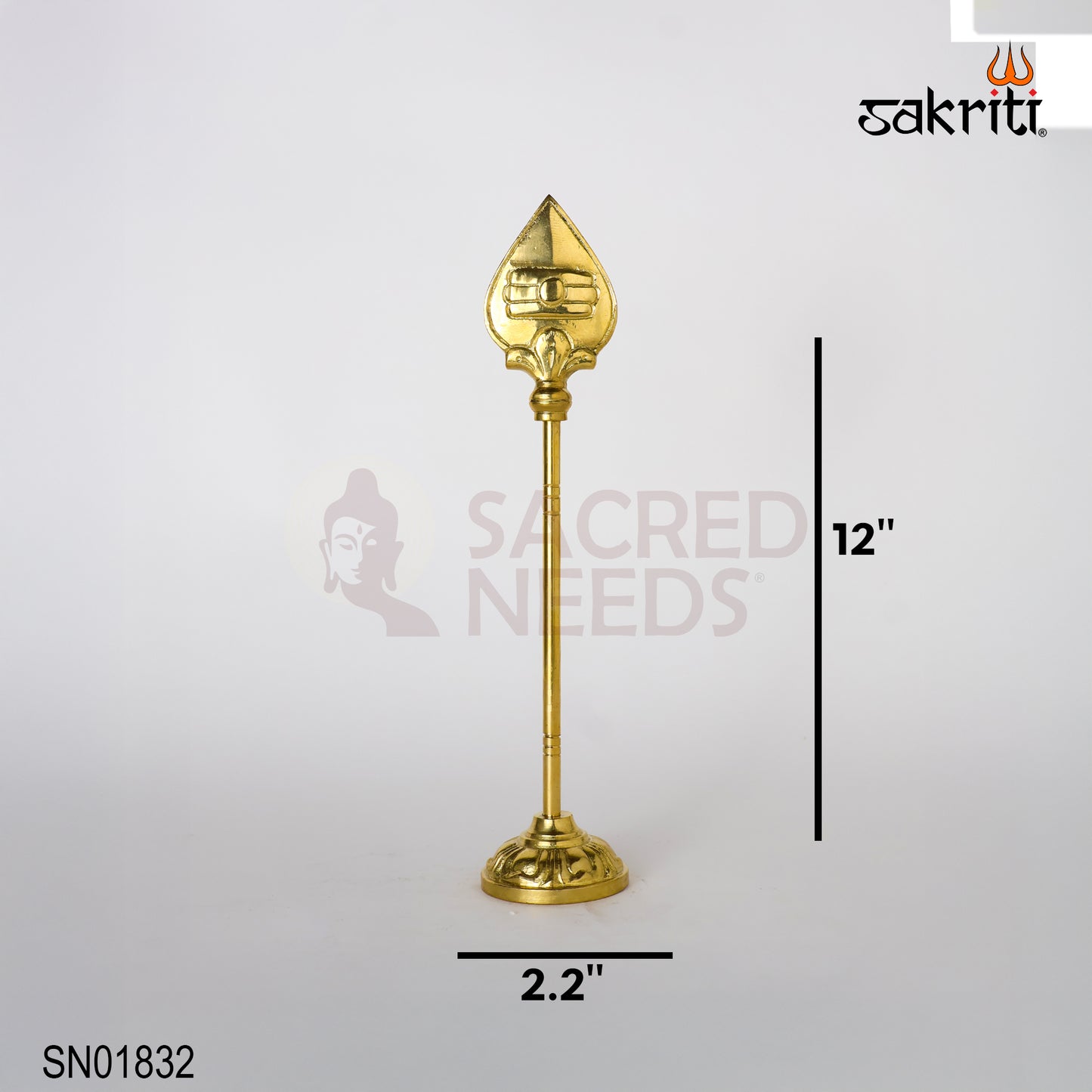 Sacred Needs Brass Vel | 12 Inch Hindu Spear for Murugan Puja & Temple Decor | Traditional Handcrafted Vel