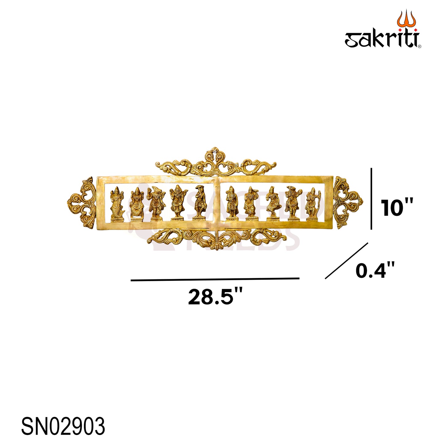 Brass Dasavatharam Frame – 28.5 Inch Length Traditional Hindu Wall Hanging for Home Temple & Pooja Room Decor