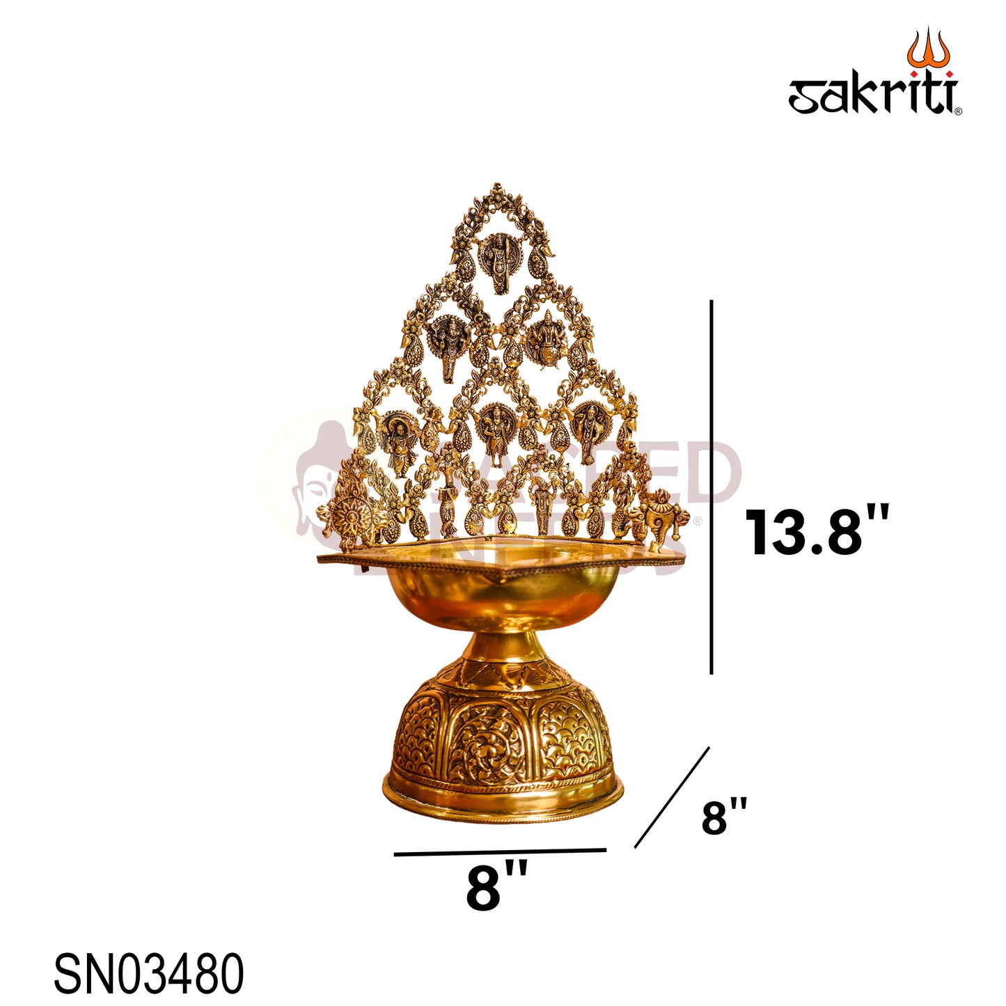 Brass Dasavatharam Vilakku – 13.8 Inch Traditional Pooja Lamp for Home Temple and Festive Decor