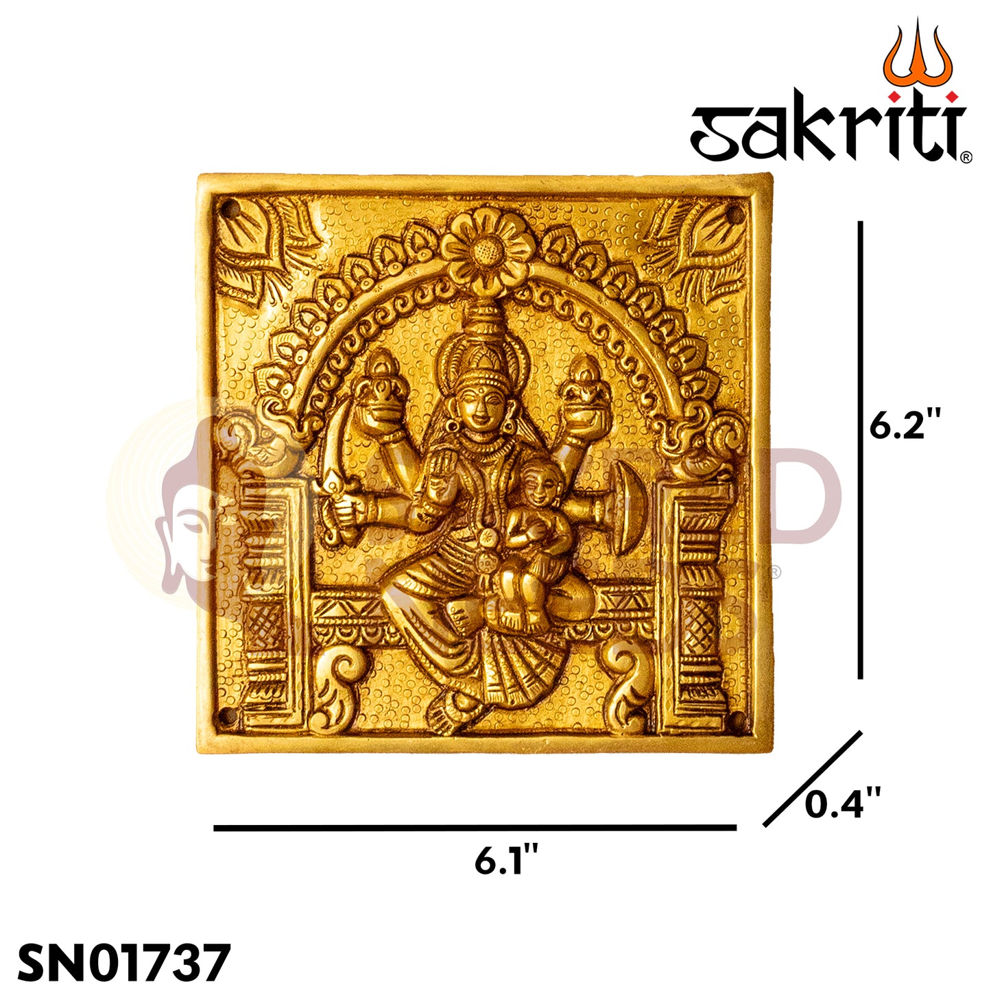 Brass Astalakshmi Square Wall Mounted Plates – 6.2 Inch Height | Traditional Ashtalakshmi Wall Decor for Pooja Room & Gifting