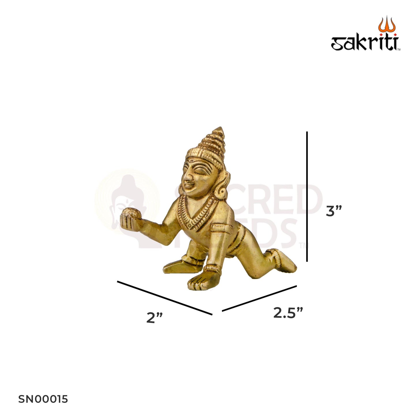 Brass Ladoo Krishna Idol – 3 Inch Height | Baby Krishna Statue for Janmashtami, Pooja & Gifting