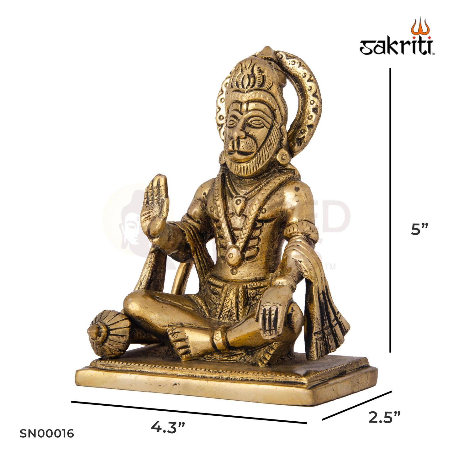 Brass Hanuman Idol – 5 Inch Height | Bajrangbali Statue for Strength, Devotion & Pooja Decor