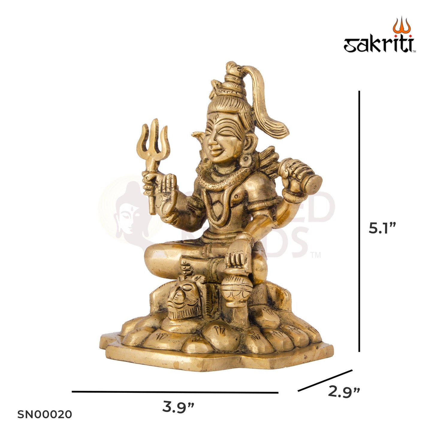 Brass Shivan Idol – 5.1 Inch Height | Lord Shiva Statue for Meditation, Pooja & Home Decor