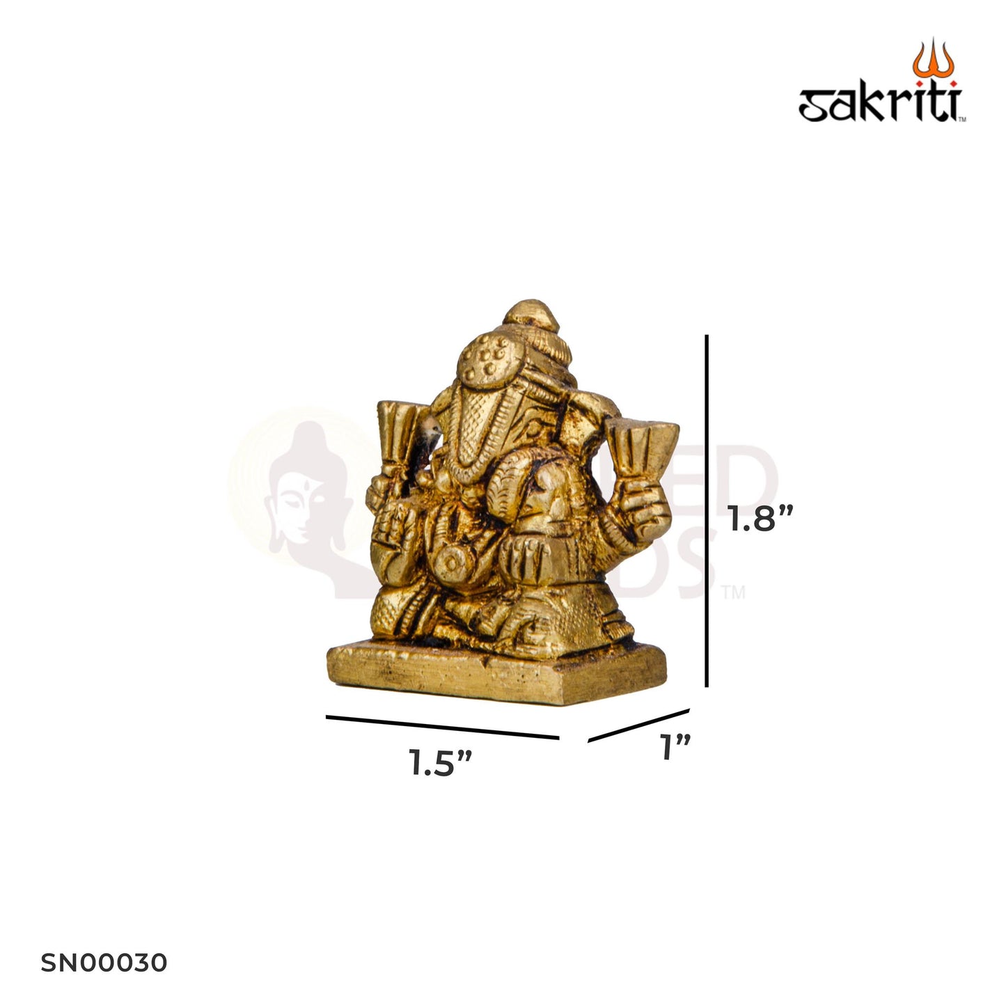Brass Bombay Ganesha Idol – 1.8 Inch Height | Compact Ganesha Statue for Car & Gifting