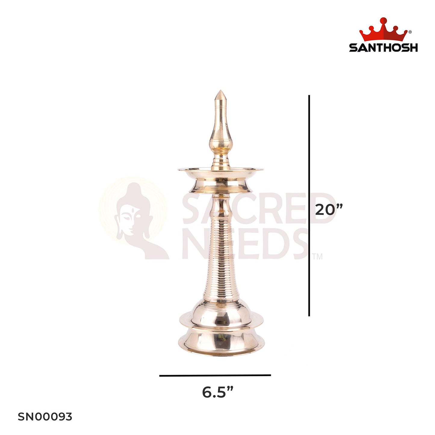 Brass AKP Vilakku – 20 Inch Tall Pure Brass Lamp | Grand Standing Deepam for Religious Rituals, Home Temple & Gifts