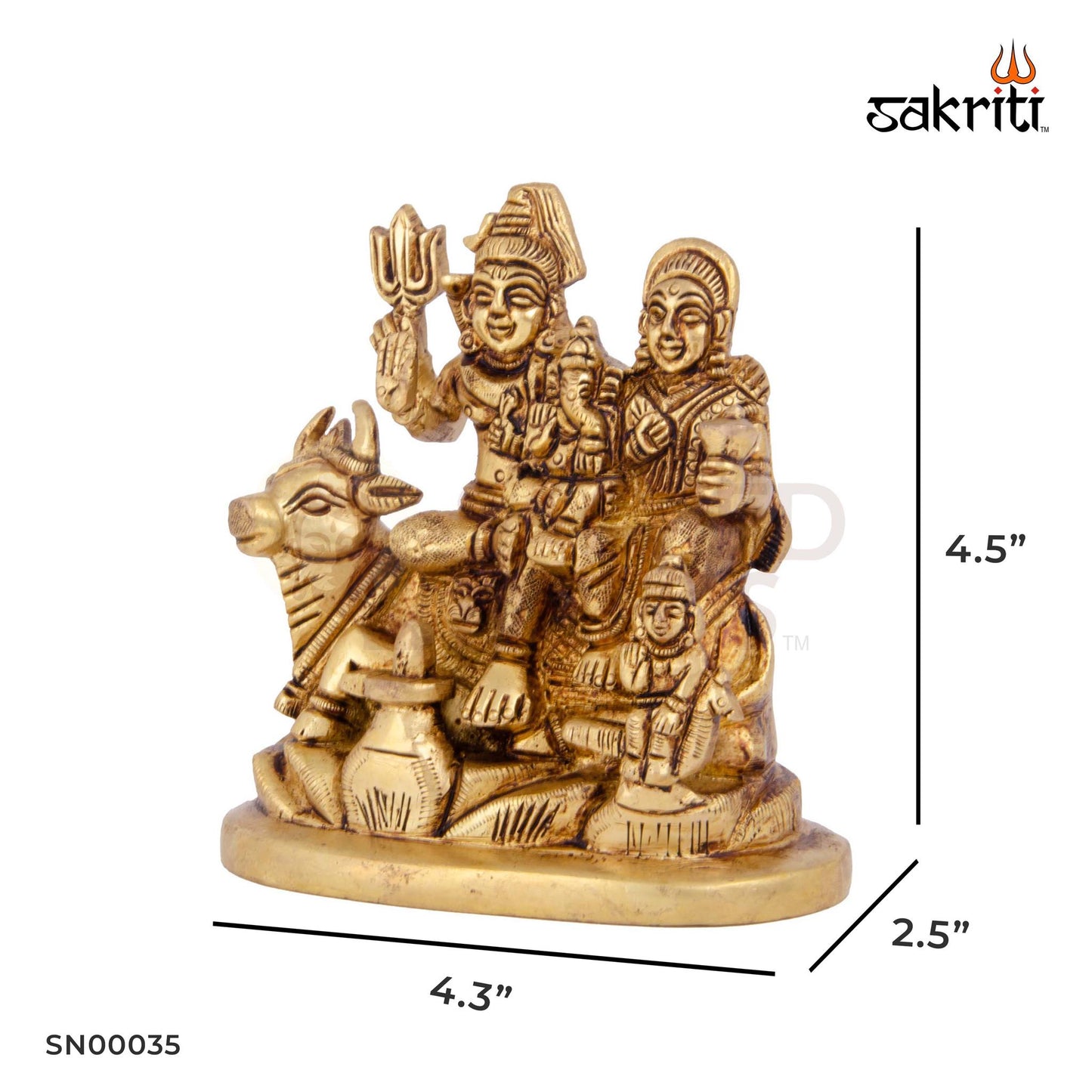 Brass Shivan Family Idol – 4.5 Inch Height | Lord Shiva Parvati Ganesha Statue for Home Temple