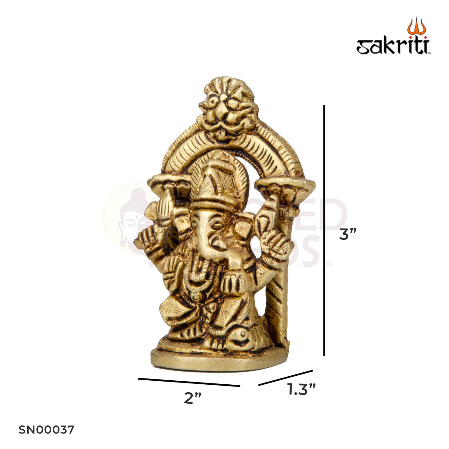 Brass Ganesha with Arch – 3 Inch Height | Vinayaka Statue with Prabhavali for Temple Decor