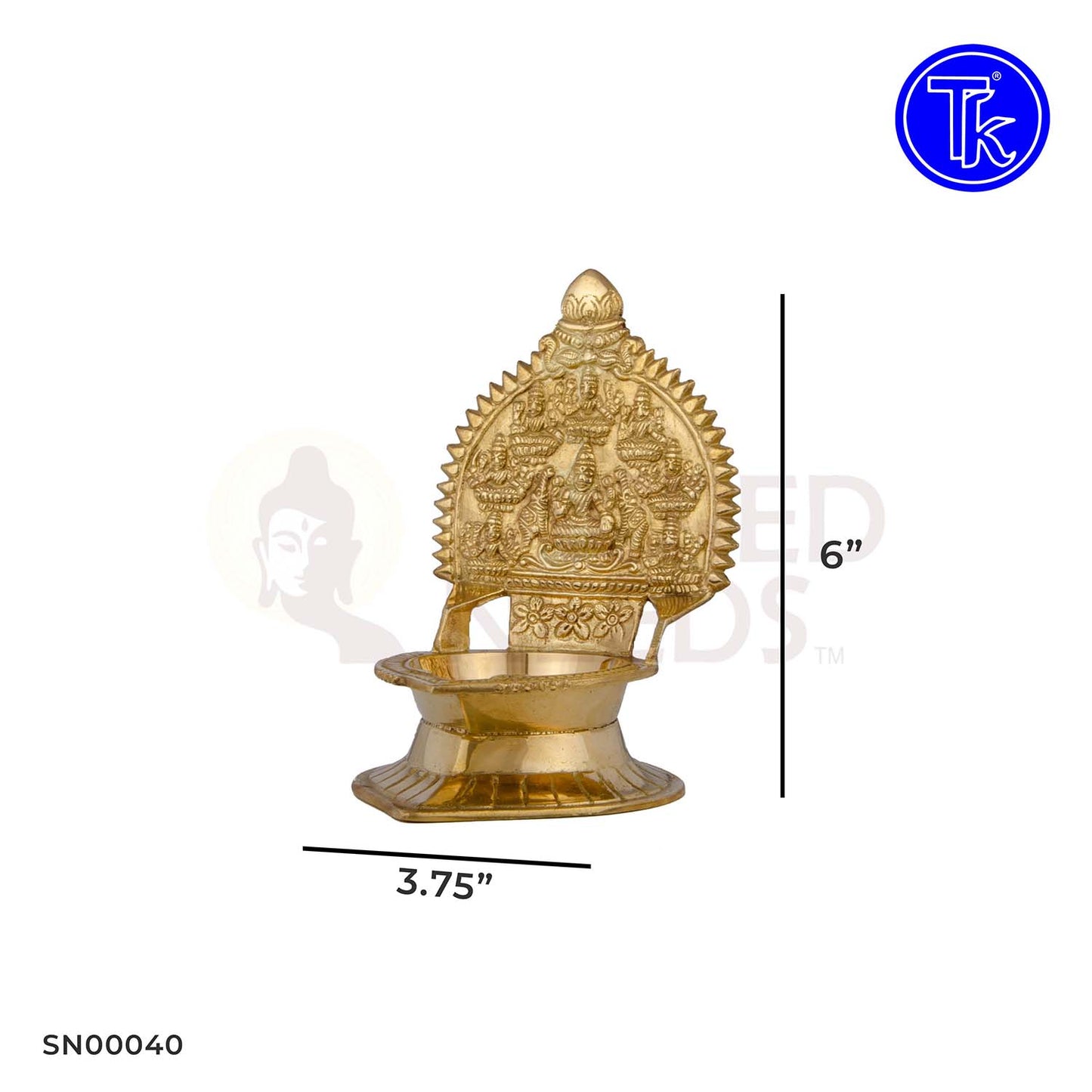 Brass Ashtalakshmi Vilakku – 6 Inch Height | Eight Lakshmi Oil Lamp for Diwali & Home Temple
