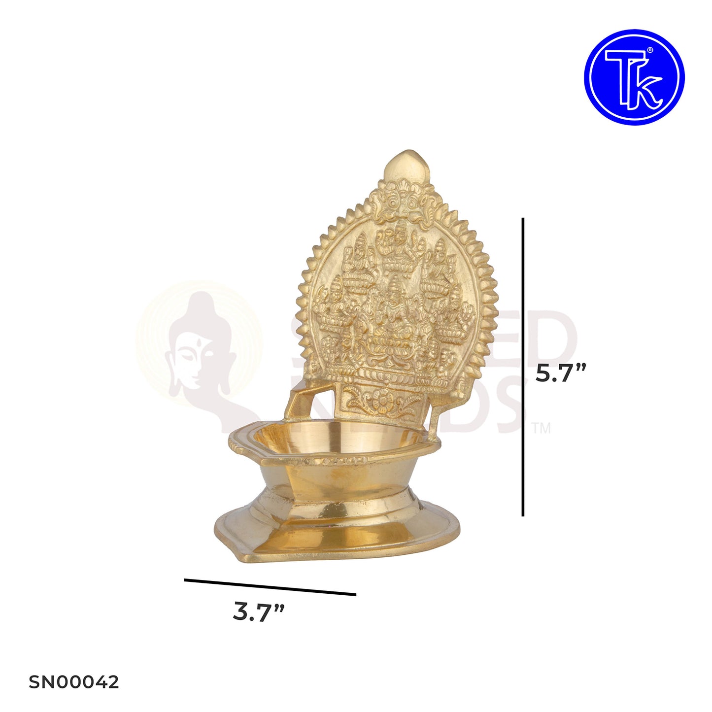 Brass Ashtalakshmi Villaku – 5.7 Inch Height | Prosperity Lamp for Pooja, Diwali & Decor