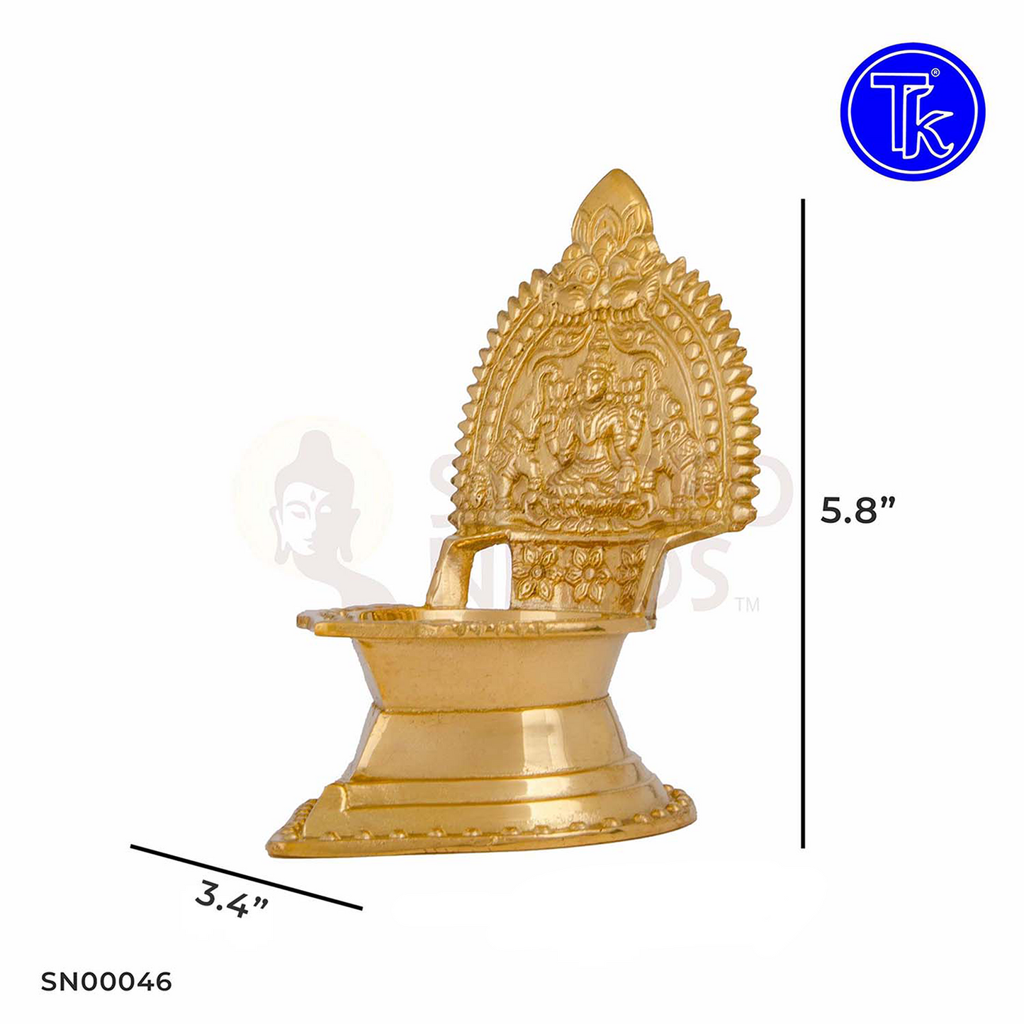 Brass Lakshmi Vilakku – 5.8 Inch Height | Lakshmi Oil Lamp for Temple, Diwali & Home Decor