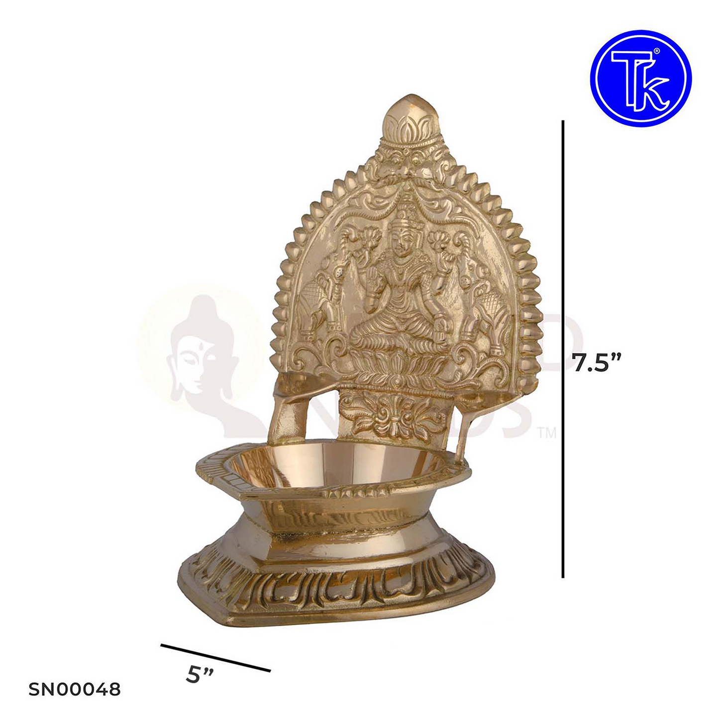 Brass Lakshmi Vilakku – 7.5 Inch Height | Traditional Brass Lamp for Pooja, Temple & Home Decoration