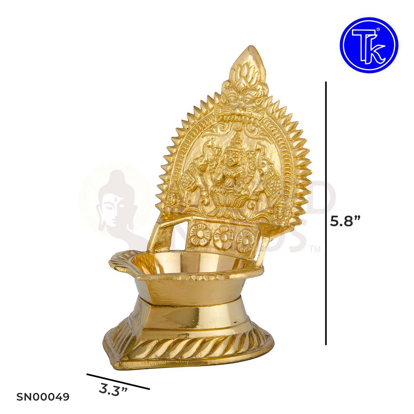Brass Lakshmi Vilakku – 5.8 Inch Height | Traditional Brass Lamp for Pooja, Temple & Home Decoration