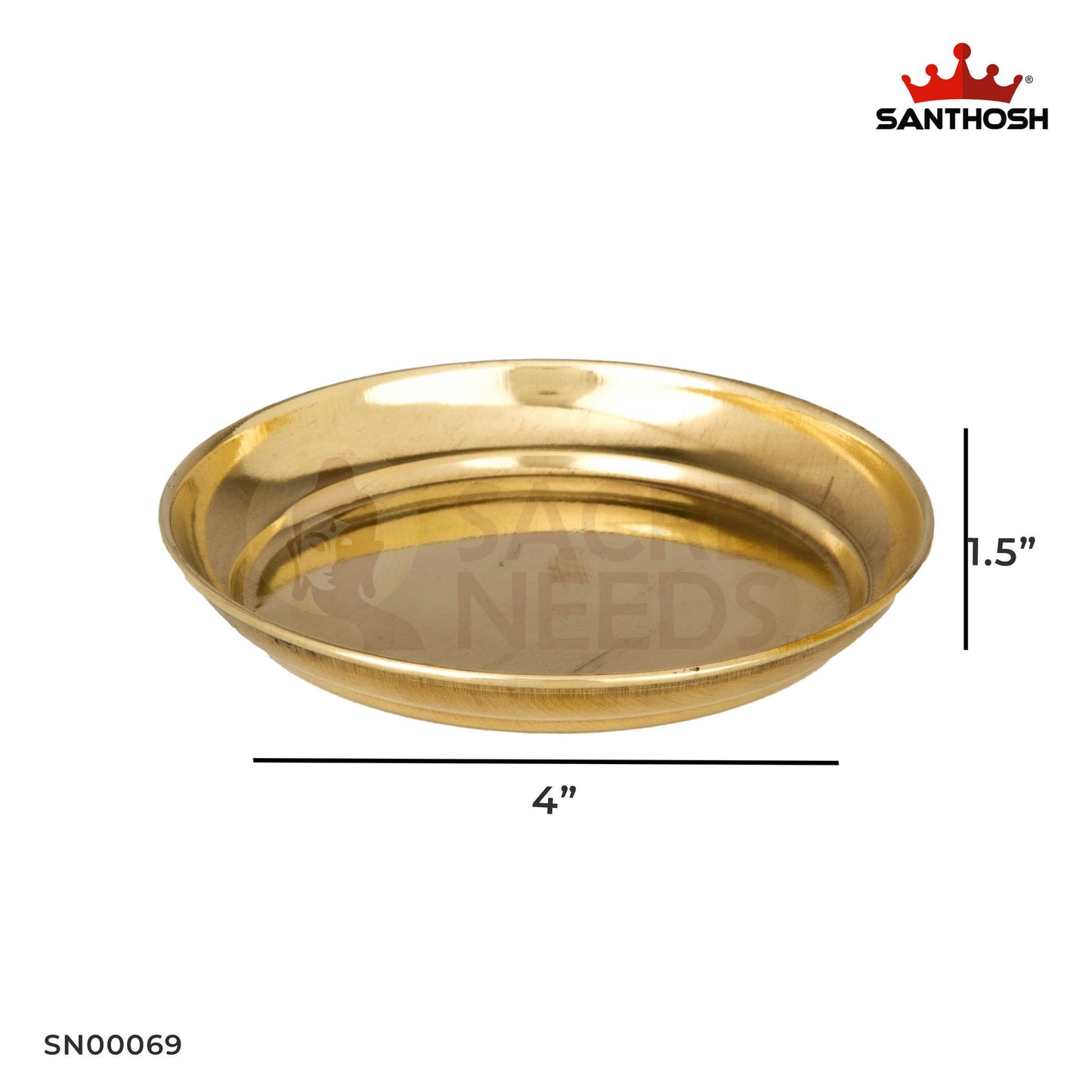 ICC Halwa Plate – 0.3 Inch Height | Traditional Brass Plate for Serving Halwa, Pooja & Rituals