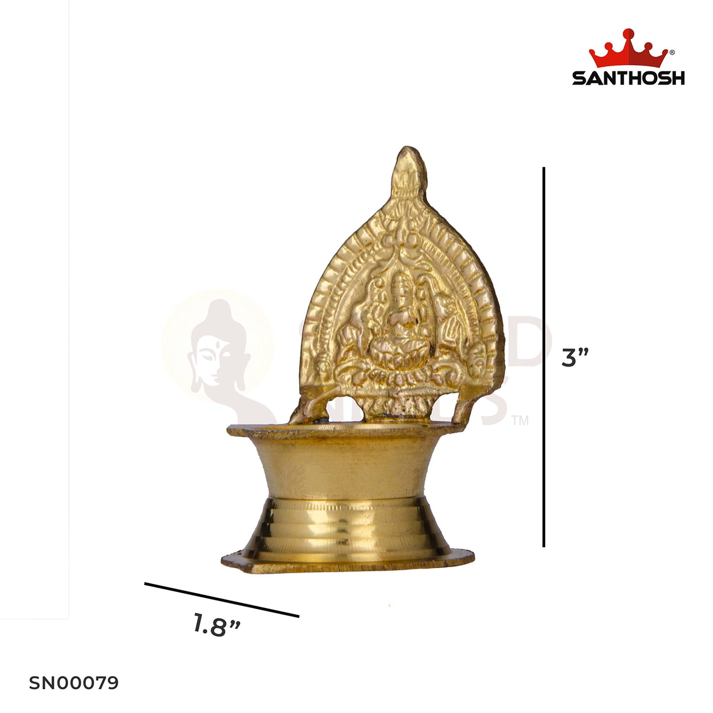 Brass Kamakshi Vilakku – 3 Inch Height | Traditional Brass Lamp for Pooja, Temple & Home Decoration