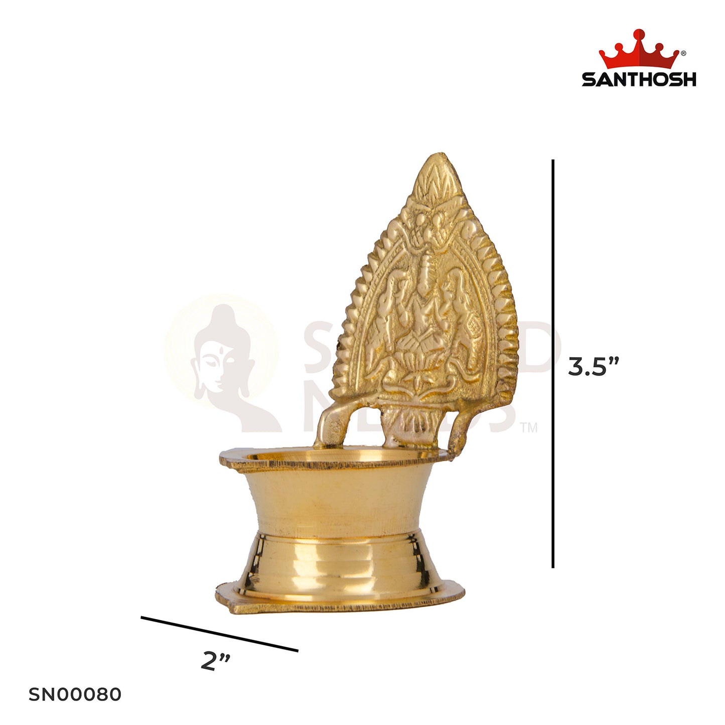 Brass Kamakshi Vilakku – 3.5 Inch Height | Traditional Brass Lamp for Pooja, Temple & Home Decoration