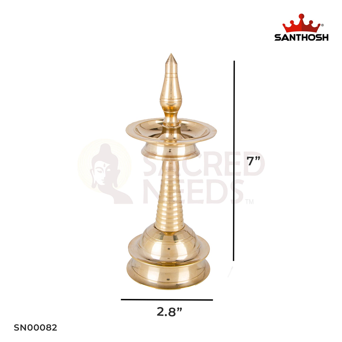 Brass AKP Vilakku – 7 Inch Antique Finish Oil Lamp | South Indian Style Brass Diya for Festival, Prayer & Spiritual Gift