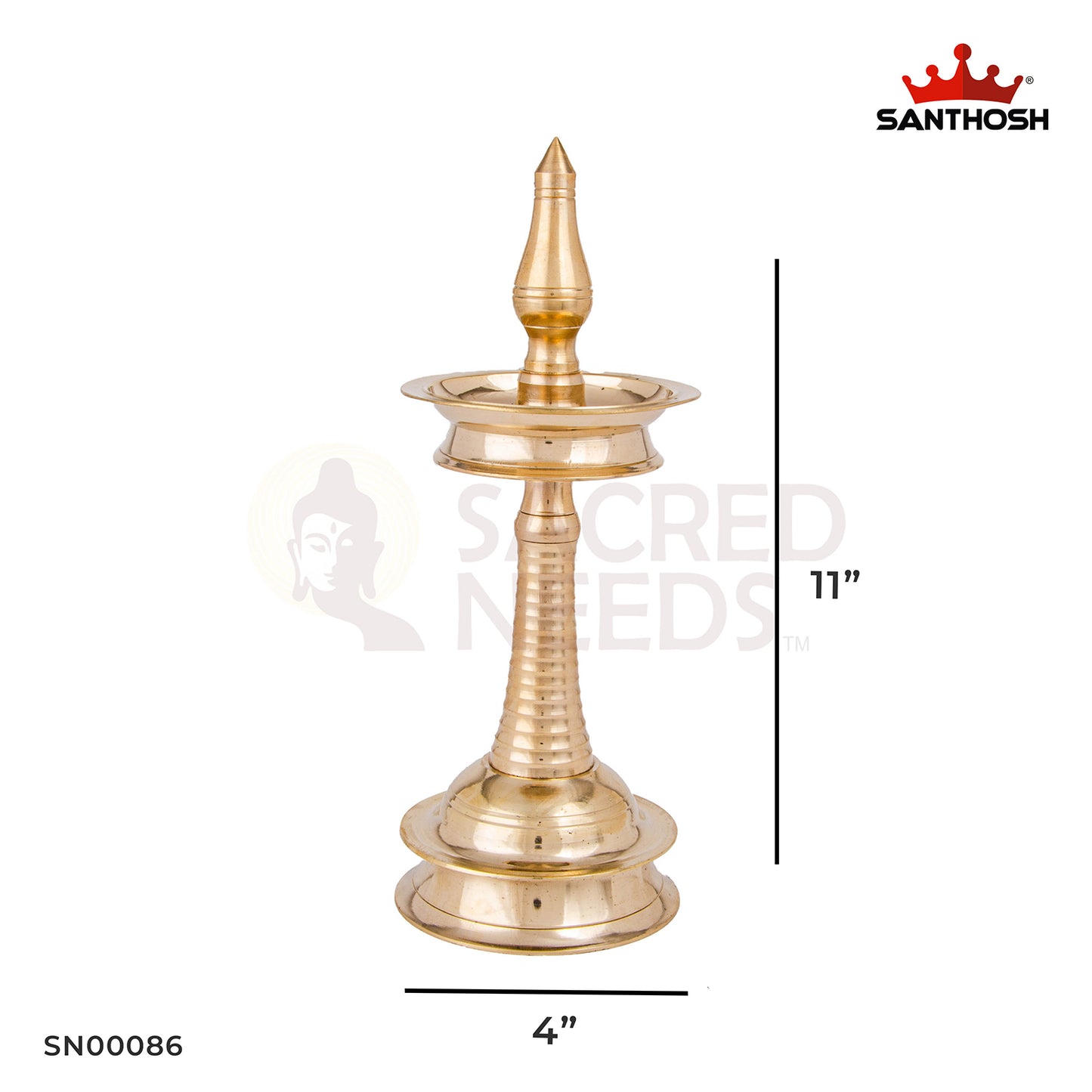 Brass AKP Vilakku – 11 Inch Height | Traditional Kerala Lamp for Pooja Room & Home Décor