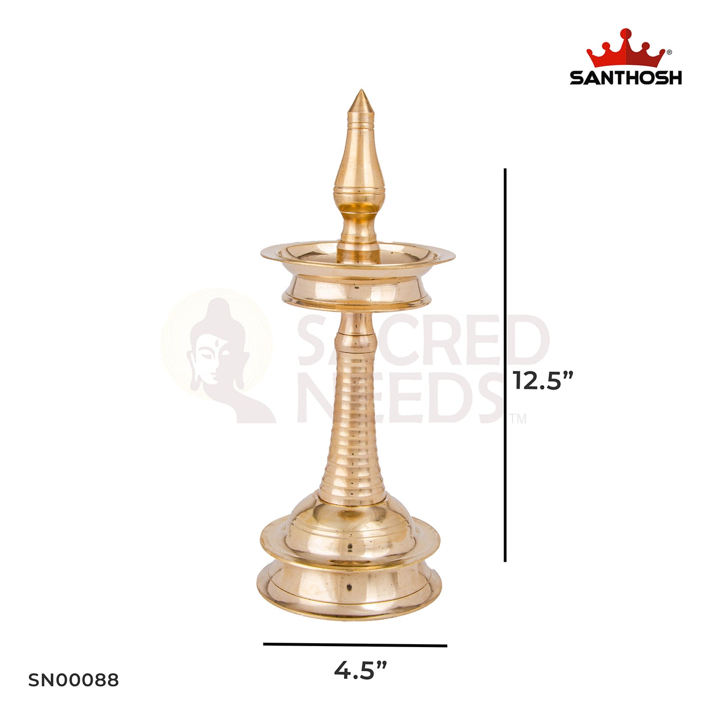 Brass AKP Vilakku – 12.5 Inch Ornate Brass Diya | Ideal for Religious Ceremonies, Home Altar & Housewarming Gifts