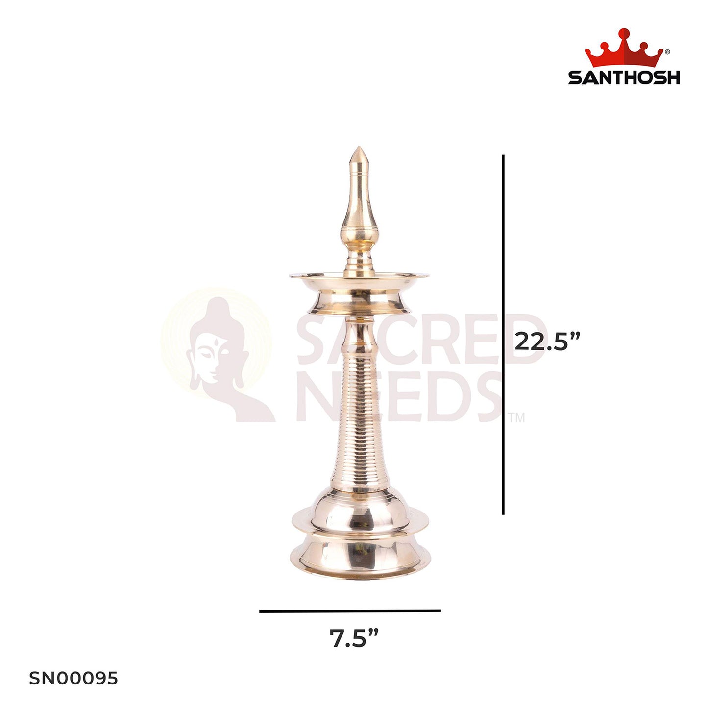 Brass AKP Vilakku – 22.5 Inch Majestic Brass Oil Lamp | Statement Piece for Temple, Housewarming, Festive & Pooja Use