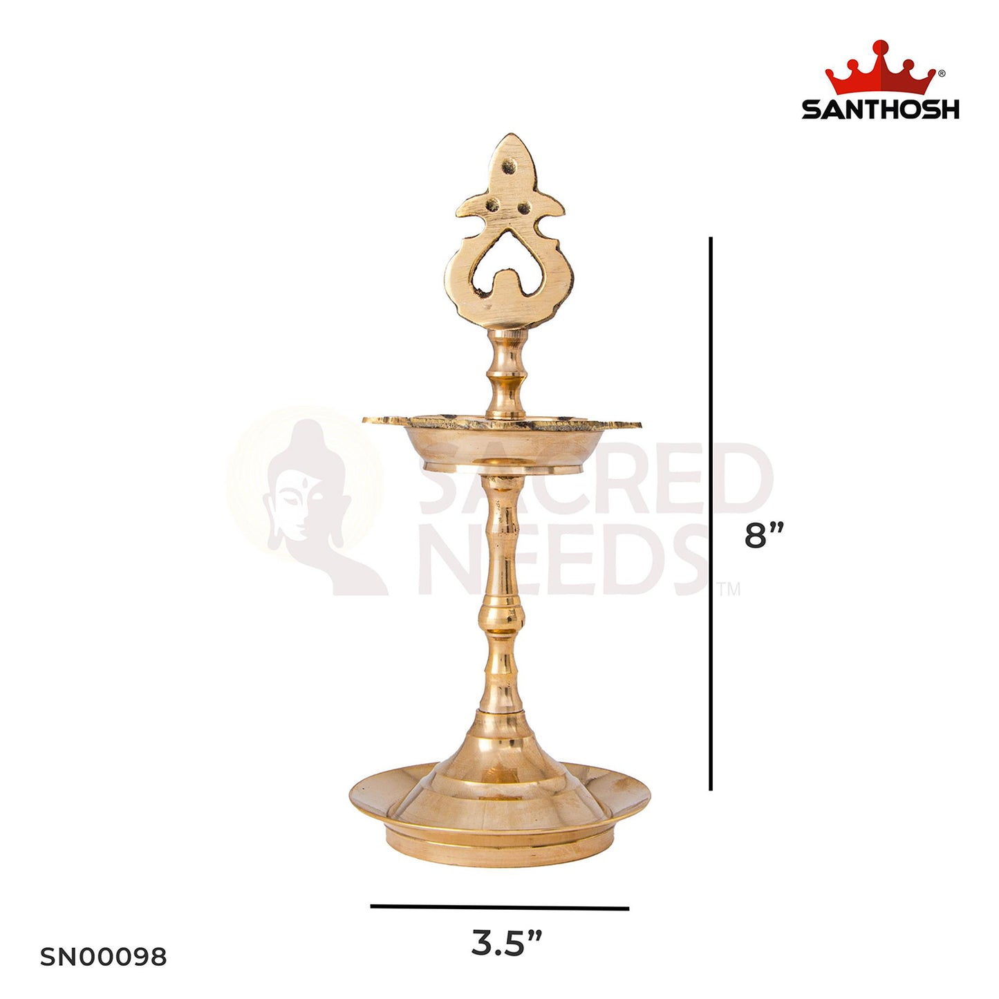 Brass Karaikudi Vilakku Porai – 8 Inch Height | Heavyweight Brass Lamp Holder for Deepam, Ideal for Daily Worship, Housewarming & Gifting