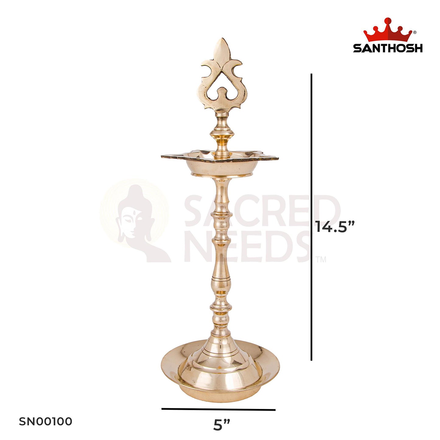 Brass Karaikudi Vilakku Porai – 14.5 Inch Height | Majestic South Indian Brass Deepam Stand for Pooja Altars, Wedding Rituals & Cultural Events