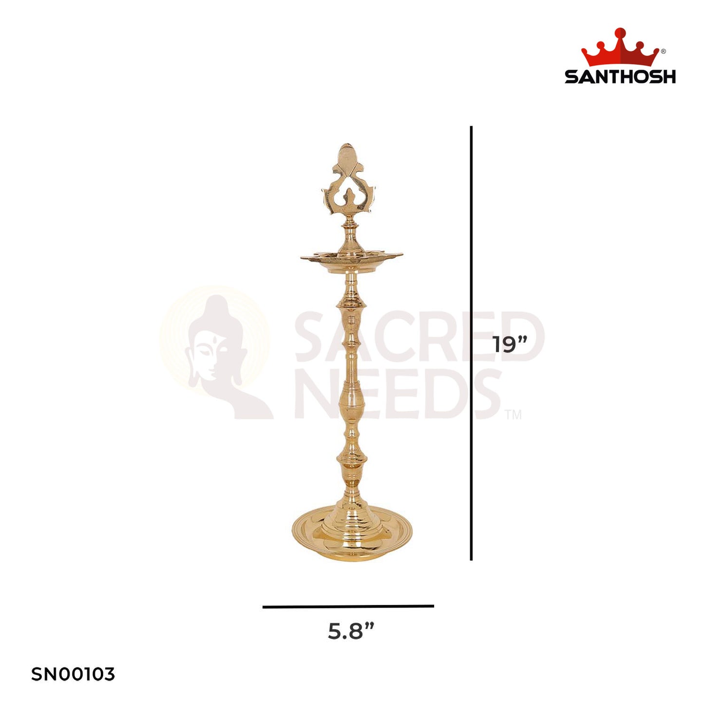 Brass Box Kuthu Vilakku – 19 Inch Height | Tall Traditional Brass Diya with Base for Temple & Festive Lighting