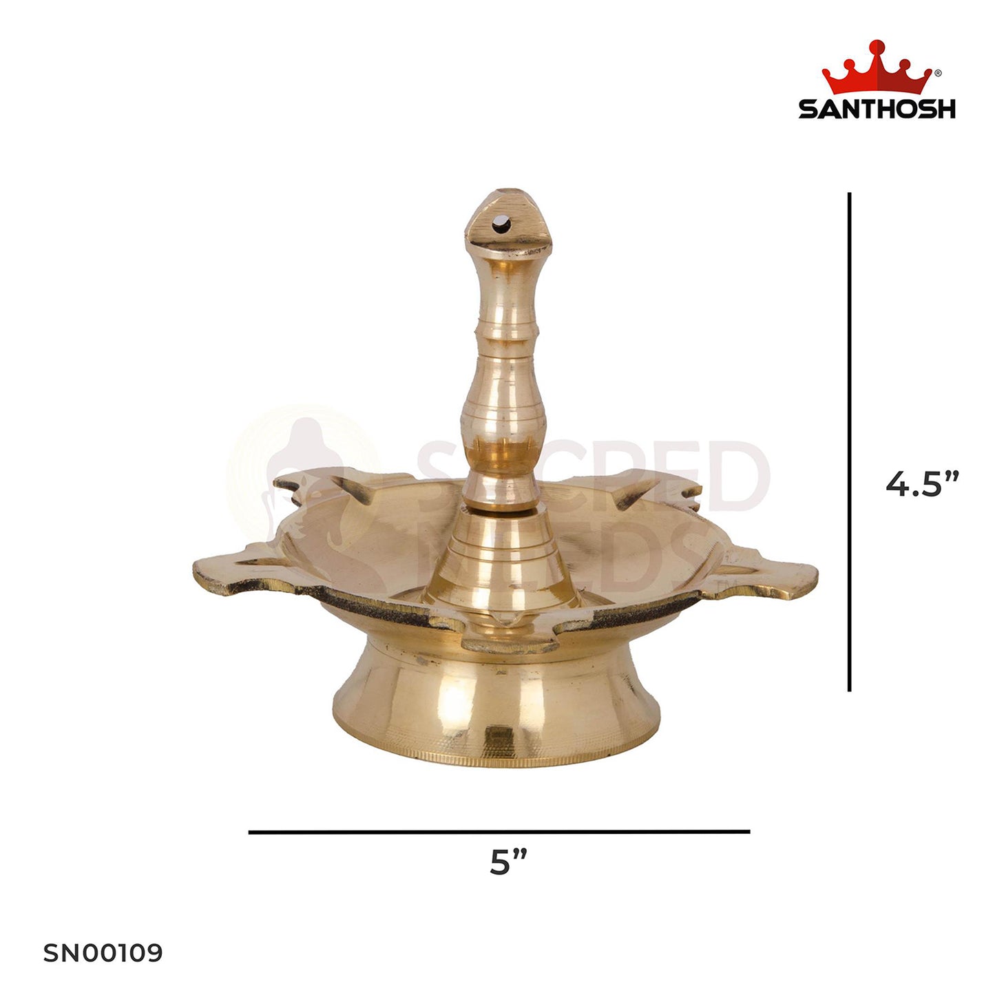 Brass Sarai Vilakku – 4.5 Inch Height | Small Traditional South Indian Diya for Home Temple & Rituals