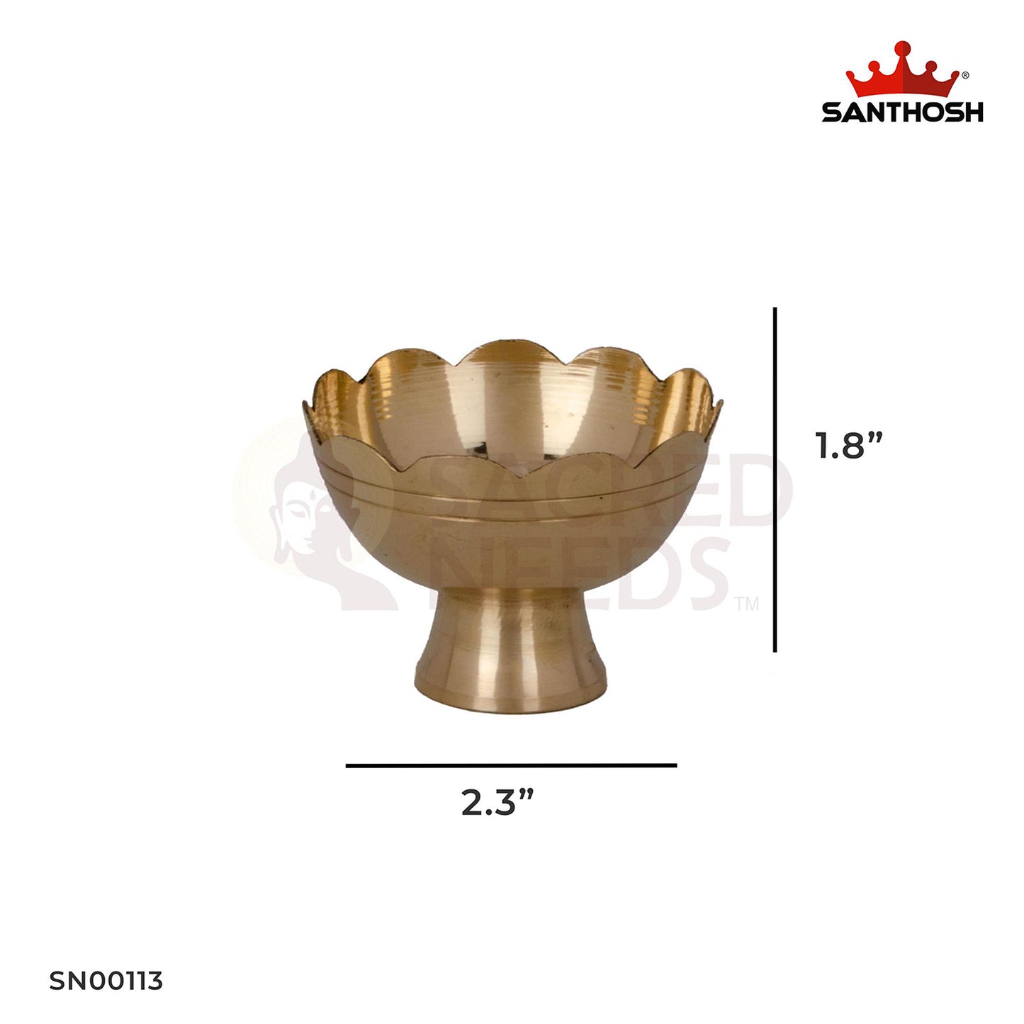 Brass Kamal Bowl – 1.8 Inch Height | Lotus Design Brass Bowl for Kumkum, Turmeric, or Decorative Use