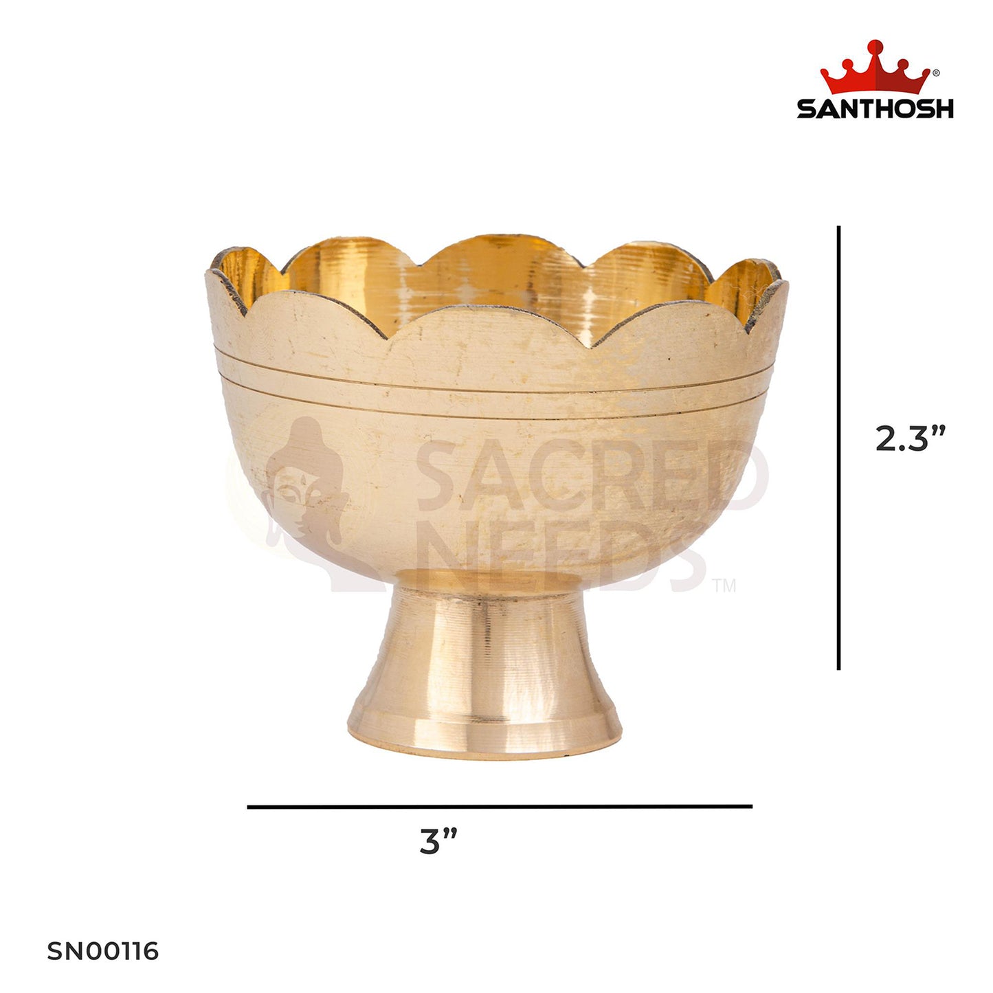 Brass Kamal Bowl – 2.3 Inch Height | Floral Design Brass Bowl for Home Temple Accessories & Offerings