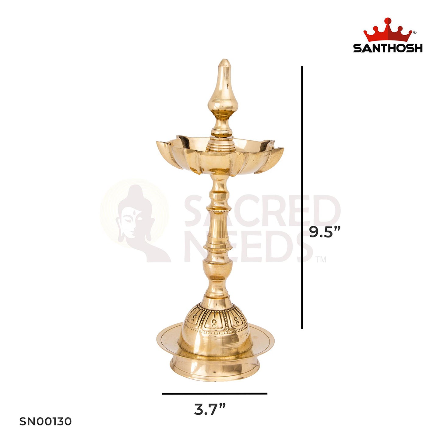 Brass 7-Mukha Param Vilakku Kalash – 9.5 Inch Height | Traditional Multi-Mouth Brass Lamp for Home Temple & Festivals
