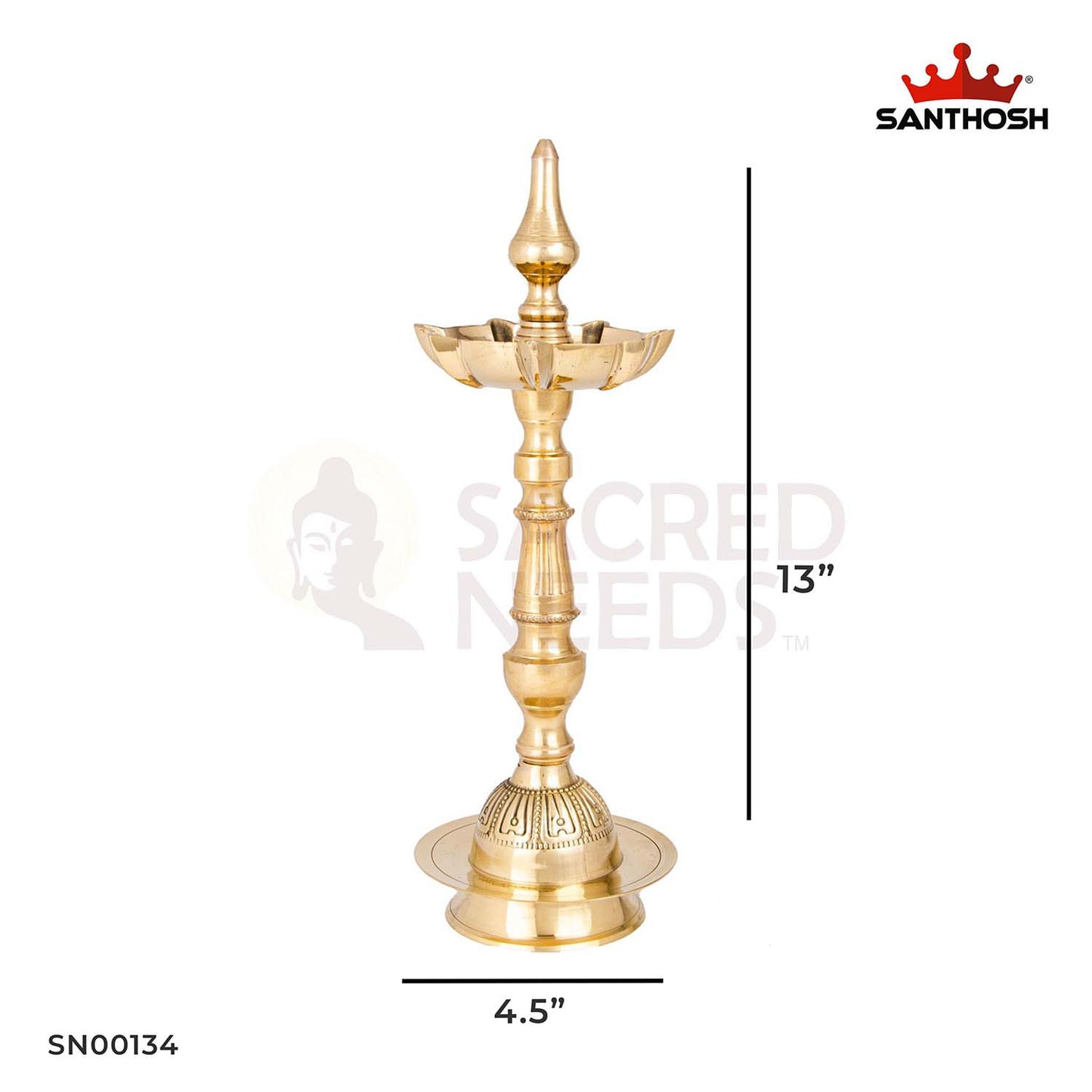 Brass 7-Mukha Param Vilakku Kalash – 13 Inch Height | Antique Style 7-Mouth Lamp for Religious Ceremonies & Home Decor