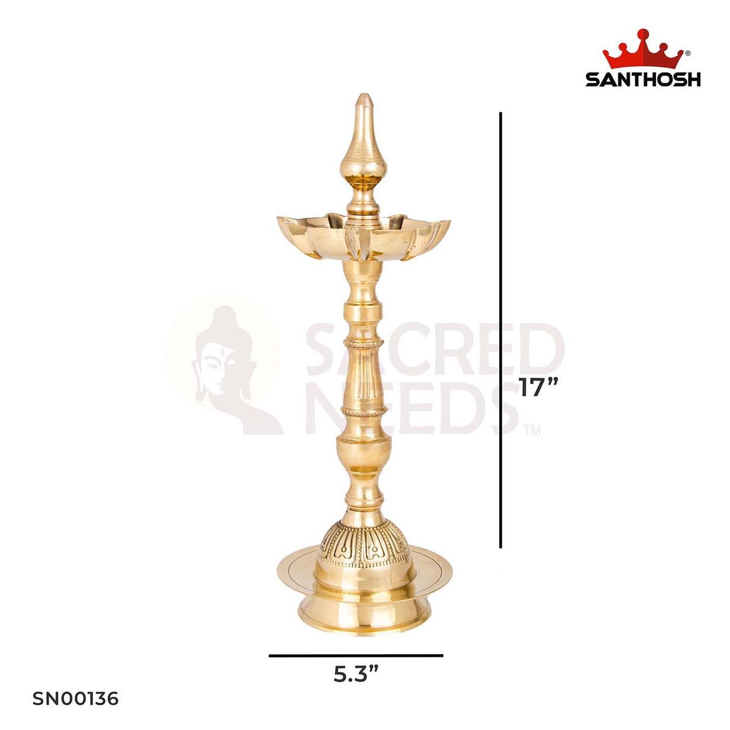 Brass 7-Mukha Param Vilakku Annam – 17 Inch Height | Grand Multi-Wick Brass Deepam with Annam Motif for Temples & Festivals