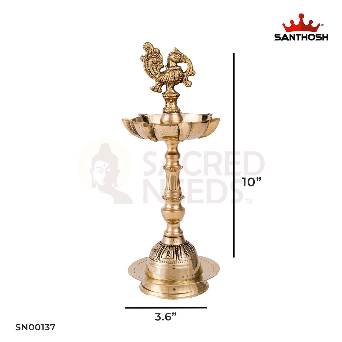 Brass 7-Mukha Param Vilakku Annam – 10 Inch Height | Ornamental Brass Lamp with Bird Design for Pooja & Gifting