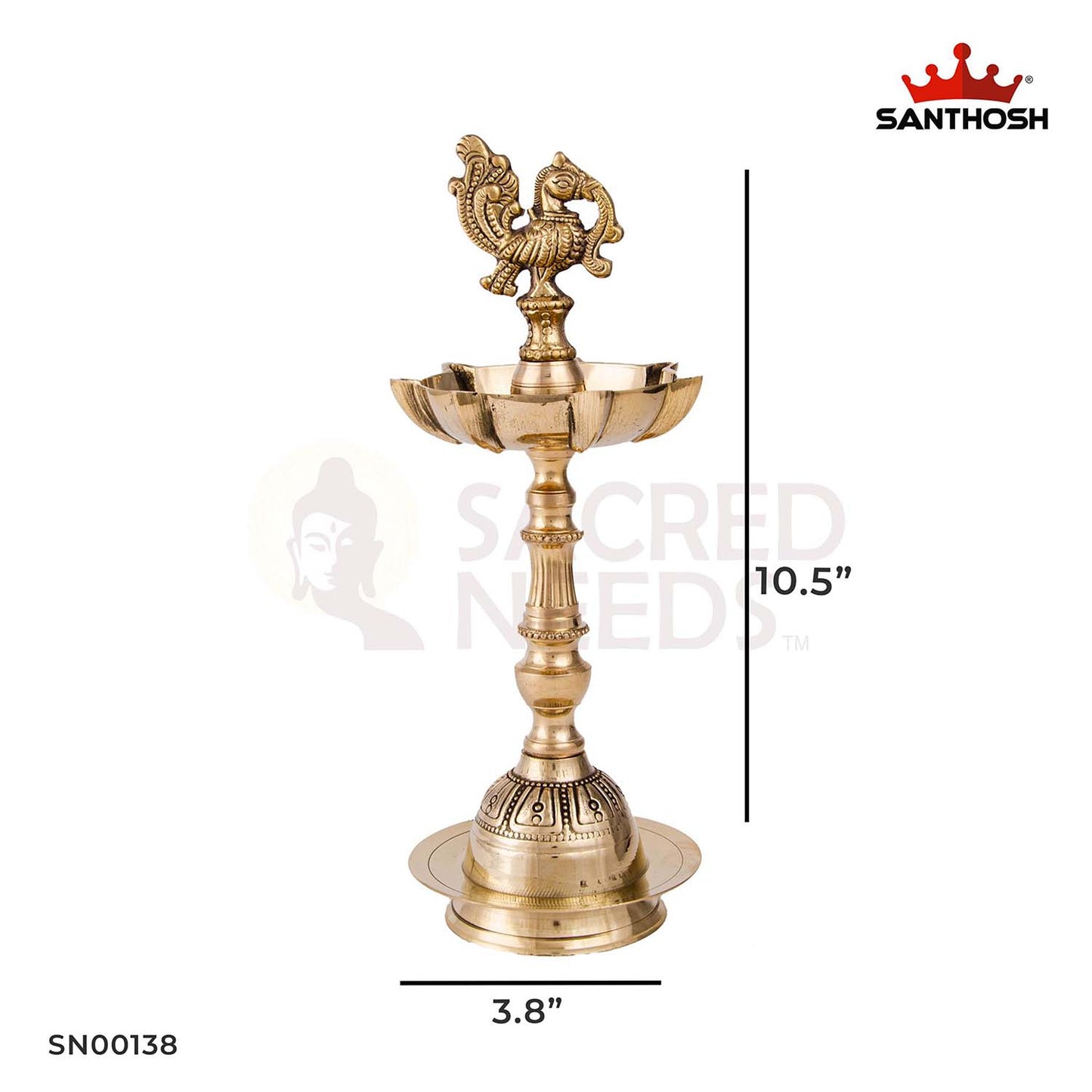 Brass 7-Mukha Param Vilakku Annam – 10.5 Inch Height | Decorative Multi-Mouth Brass Diya with Annam Figure