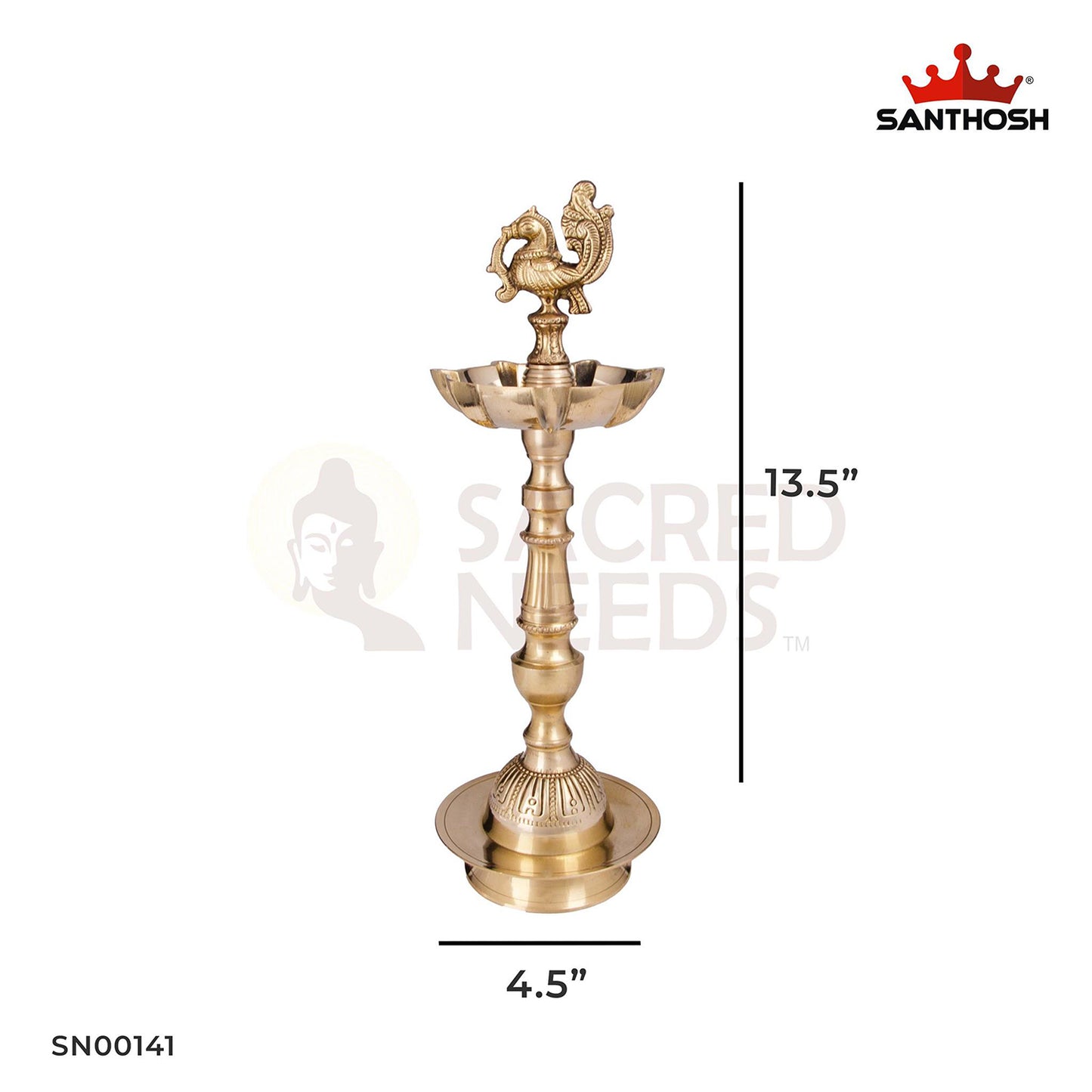 Brass 7-Mukha Param Vilakku Annam – 13.5 Inch Height | Heritage-Style Brass Lamp for Rituals, Puja Room & Events