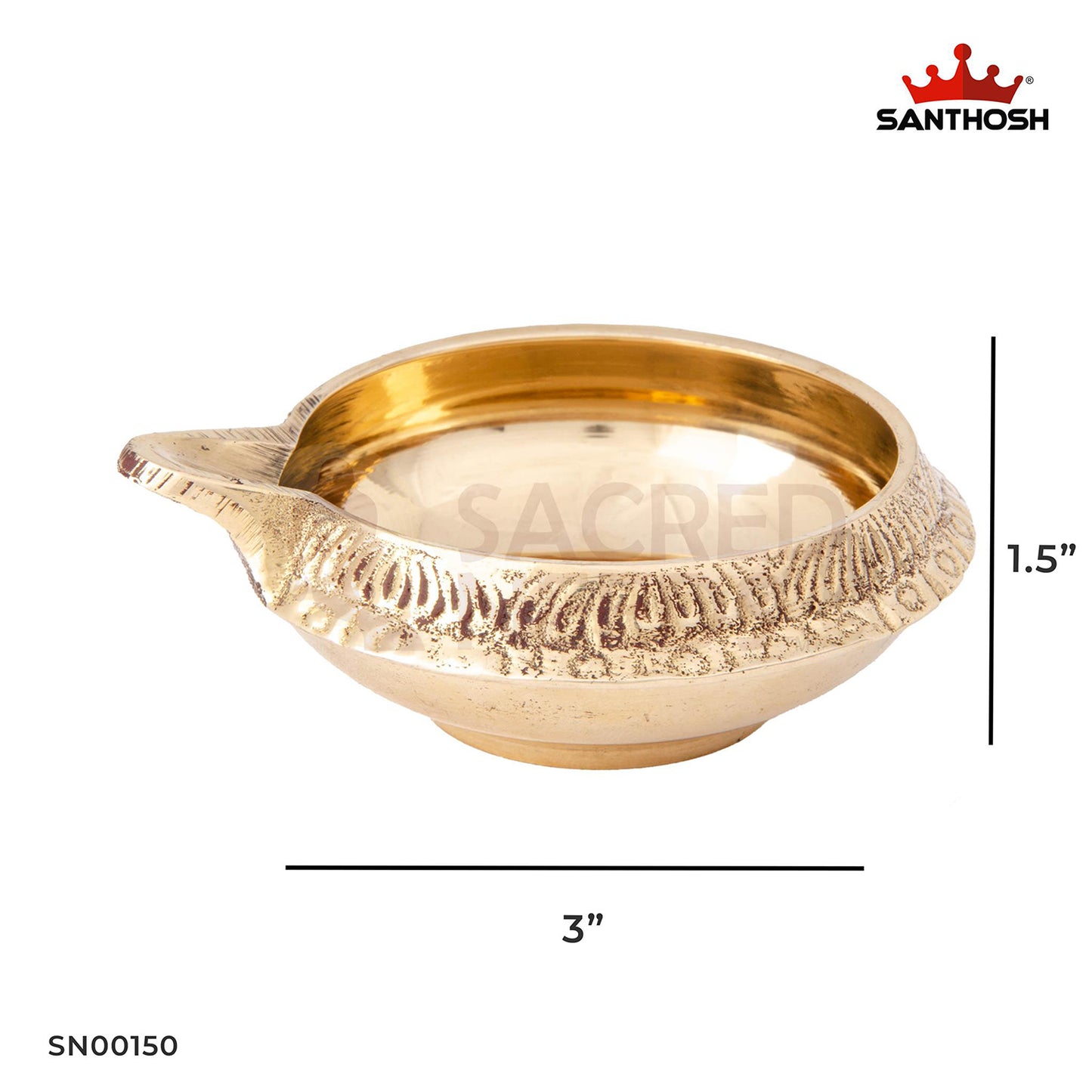 Brass Kuber Deepam – 1.5 Inch Height | Small Brass Diya for Mandir Setup, Festivals & Spiritual Gifts