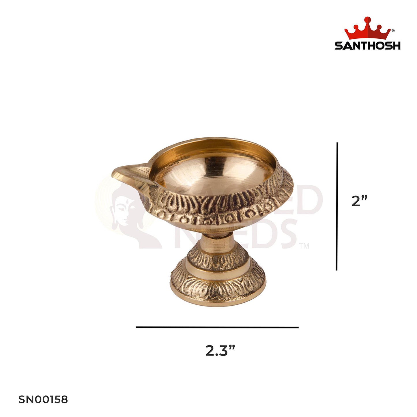 Brass Kuber Deepam Stand – 2 Inch Height | Sacred Brass Holder for Deepam – Ritual Friendly & Durable