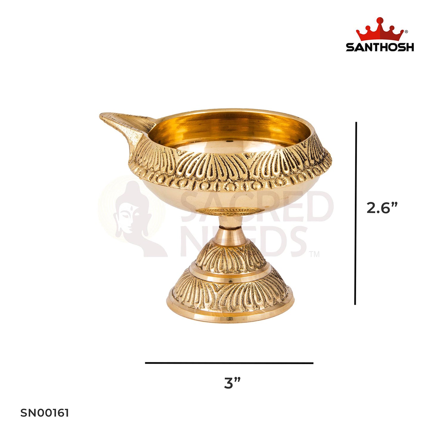Brass Kuber Deepam Stand – 2.6 Inch Height | Antique Style Kubera Diya Stand for Rituals & Home Temples