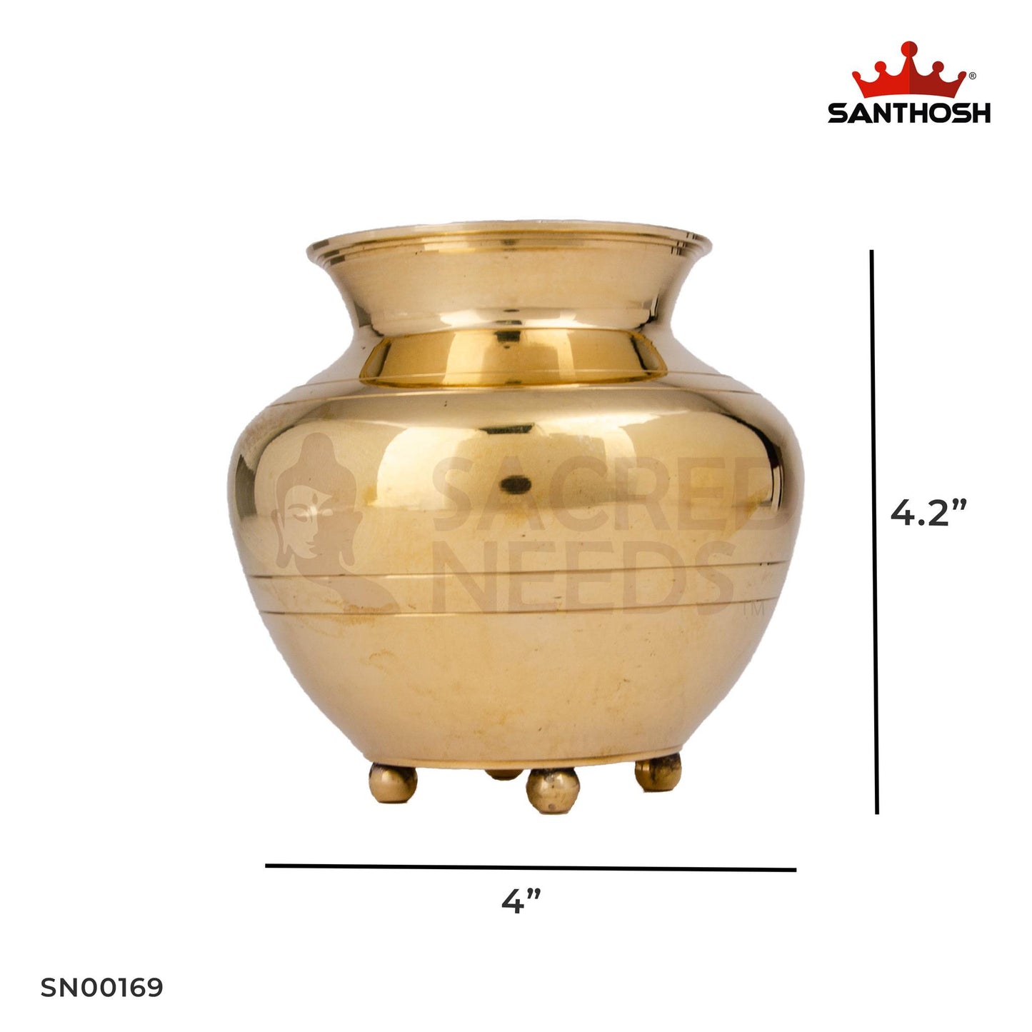 Brass Special Kavadi Champu with Leg – 4.2 Inch Height | Traditional Brass Pot with Stand for Temple Use, Rituals & Pooja Offerings