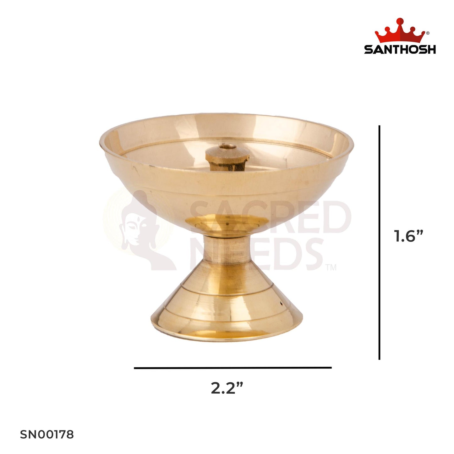 Brass Pyali Deepam – 1.6 Inch Height | Small Brass Diya for Pooja Shelf, Aarti Tray & Gifting