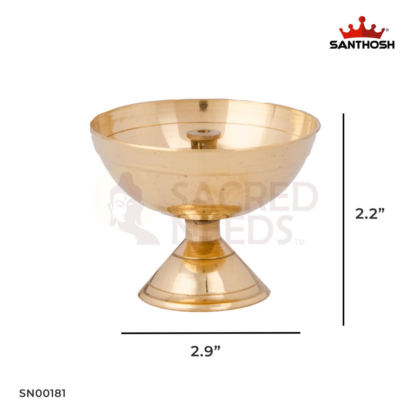 Brass Pyali Deepam – 2.2 Inch Height | Premium Brass Oil Lamp for Daily Pooja, Aarti & Festivals