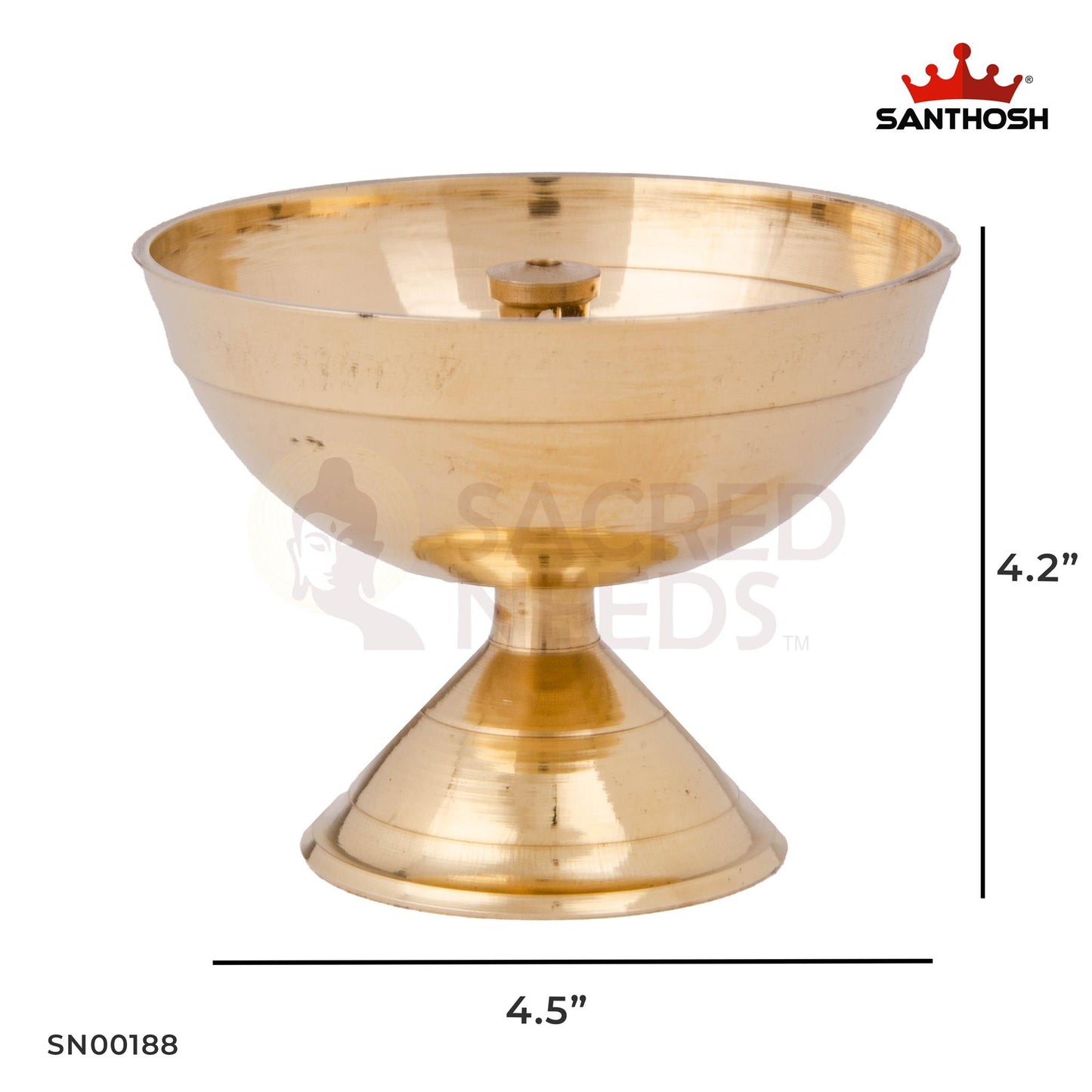 Brass Pyali Deepam – 4.2 Inch Height | Antique-Finish Brass Diya for Aarti, Festive Lighting & Decor