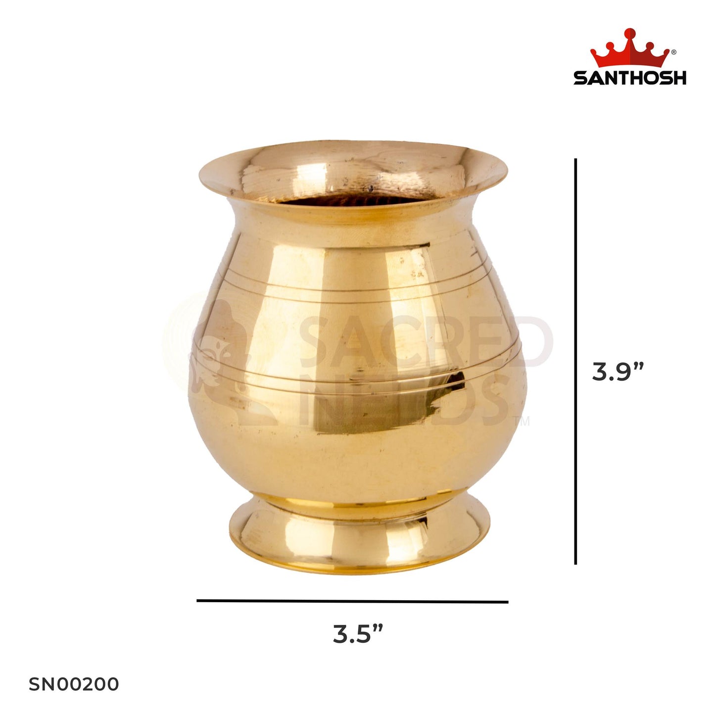Brass Valap Champu – 3.9 Inch Height | Large Valap Brass Champu for Ritual Water & Offerings