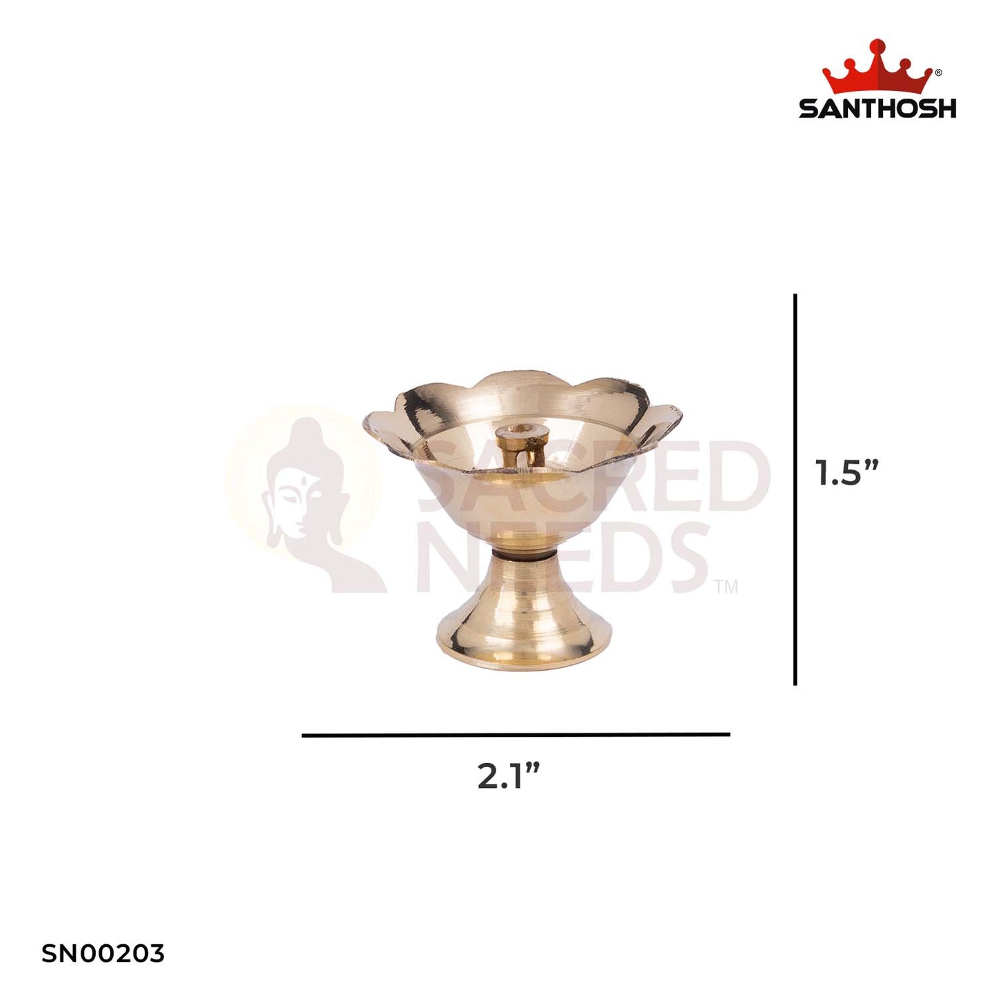 Brass Lotus Deepam – 1.5 Inch Height | Floral-Shaped Oil Lamp for Pooja Room & Diwali Decoration