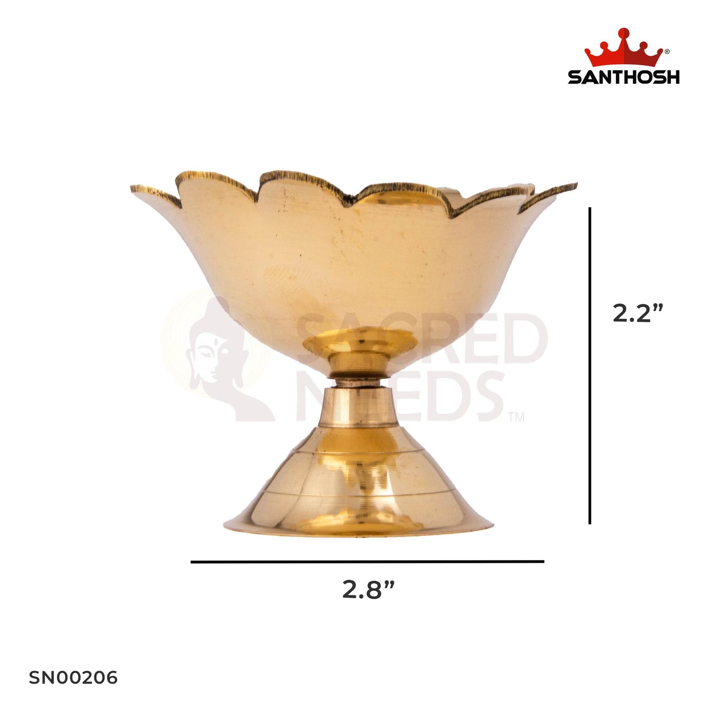 Brass Lotus Deepam – 2.2 Inch Height | Lotus Motif Brass Oil Lamp for Mandir, Festival & Gifting
