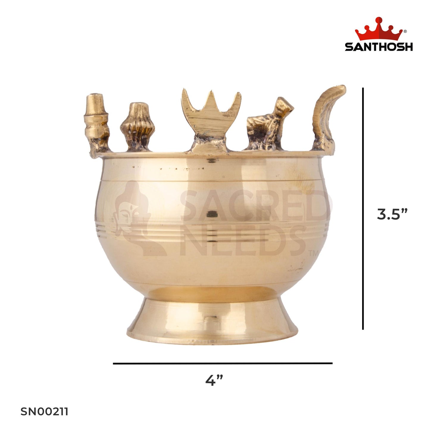 Brass Vibhuti Gopuram – 3.5 Inch Height | Temple-Style Vibhuti Stand with Gopuram Design for Sacred Ash & Ritual Use