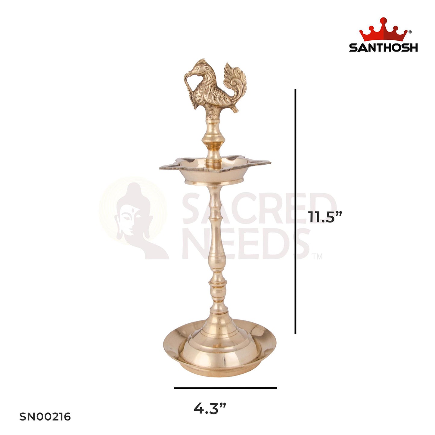 Brass Karaikudi Vilakku Annam – 11.5 Inch Height | Grand Brass Oil Lamp for Weddings, Pooja Halls & Temples