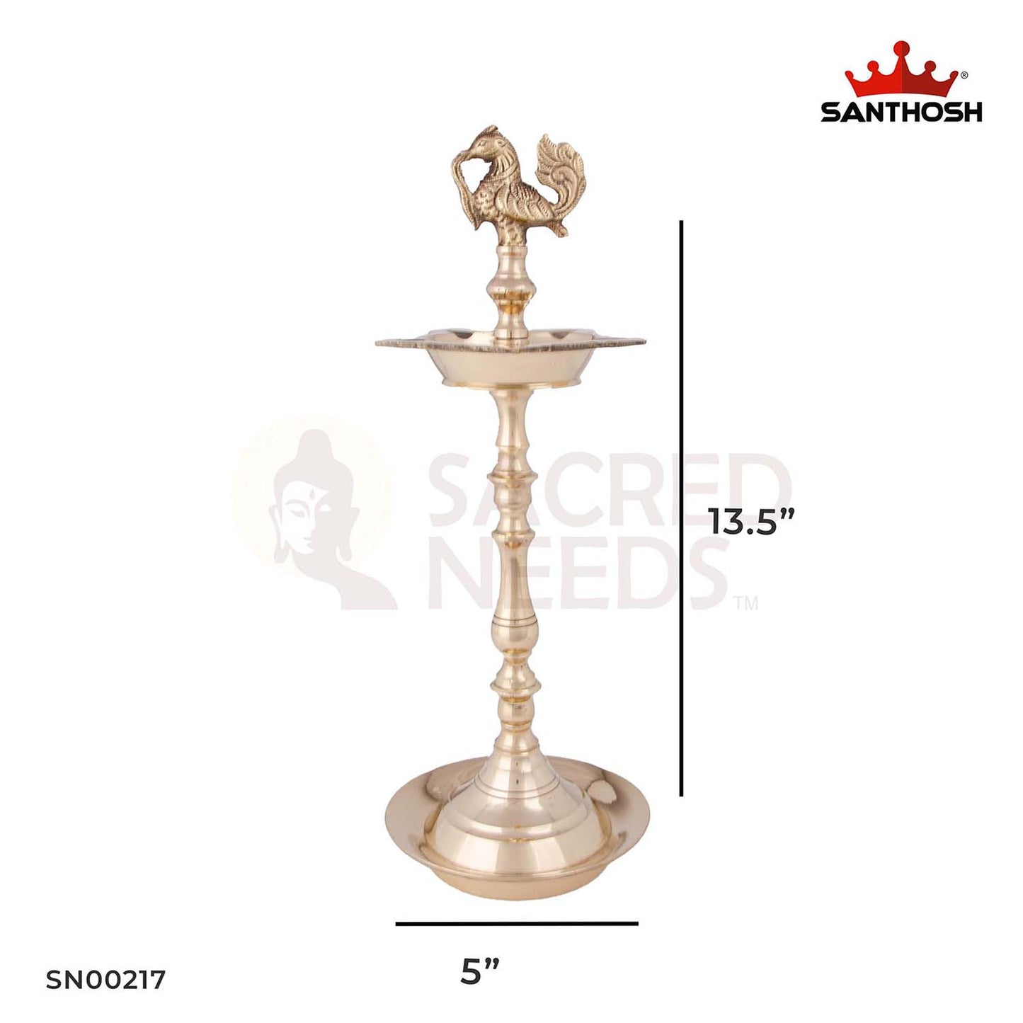 Brass Karaikudi Vilakku Annam – 13.5 Inch Height | Large Temple-Style Brass Deepam with Bird Design for Grand Celebrations